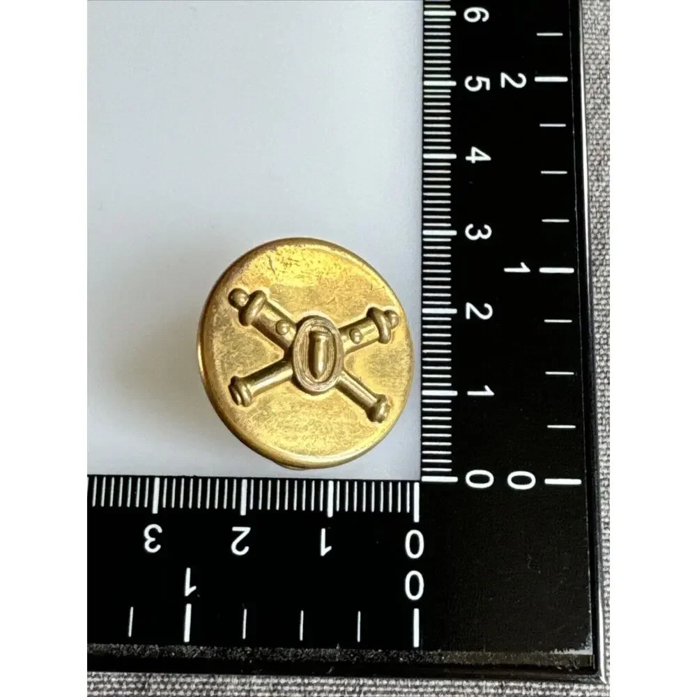 Vintage WWII Era USA Army Coast Artillery Brass Collar Disc Double Pinback EUC